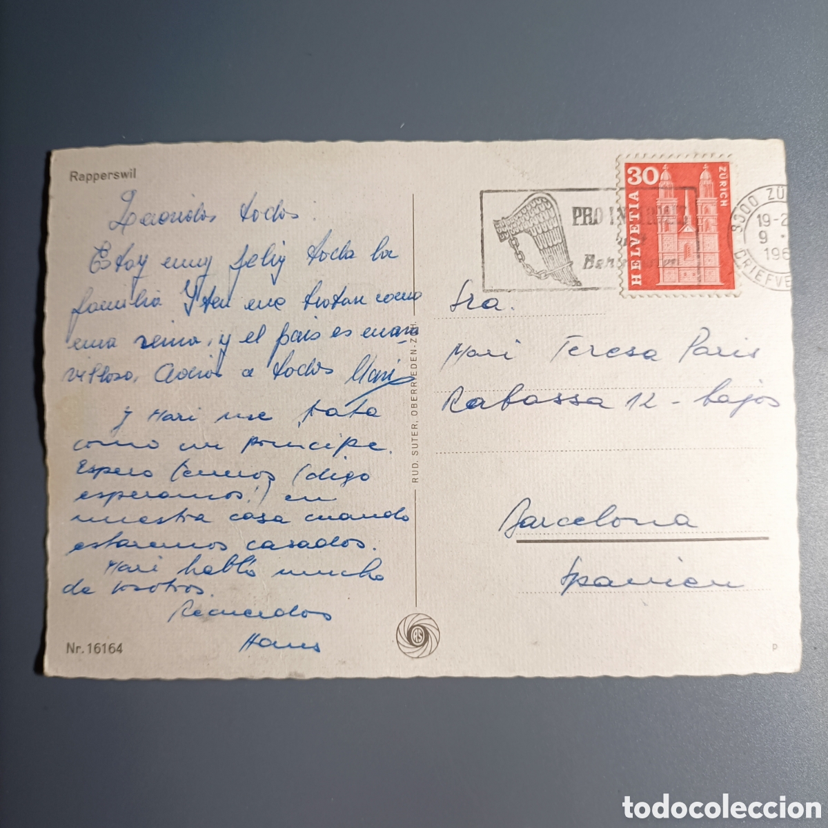 Postales: PODTAL CIRCULADA. №16164 RAPPERSWIL (SUIZA) - Foto 2