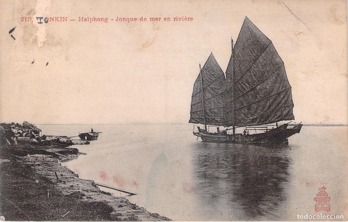 Postcards: Postal de Haiphong Tonkin Jonque de Mar en R&iacute;o Indochina