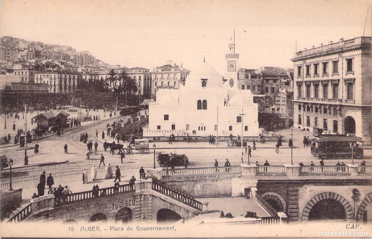 Postales: Postal de la Place du Gouvernement y Mezquita en Argel