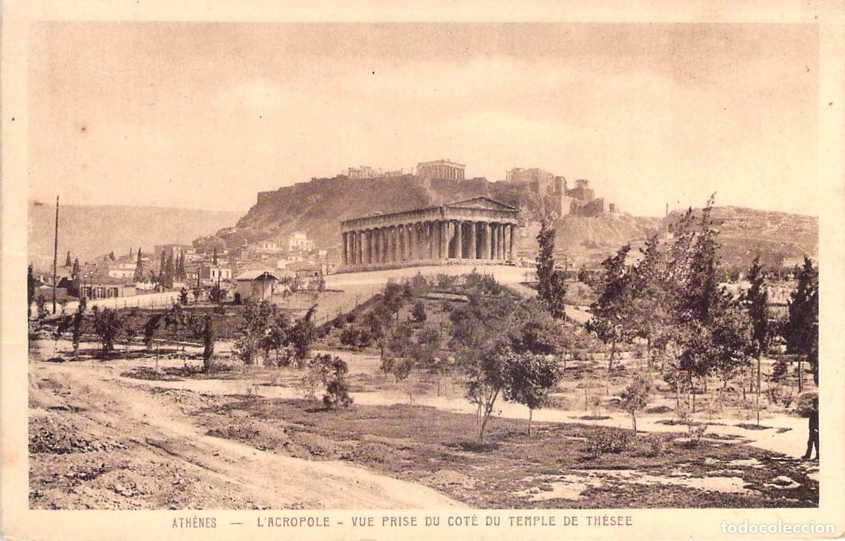 Postales: Postal de la Acr&oacute;polis de Atenas y Templo de Teseo