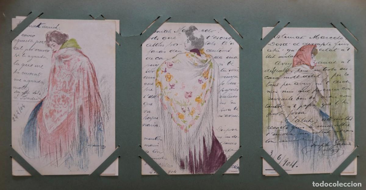 Postales: tres tarjetas postales pertenecen a la c&eacute;lebre pintor modernista Ram&oacute;n Casas-circuladas 1904