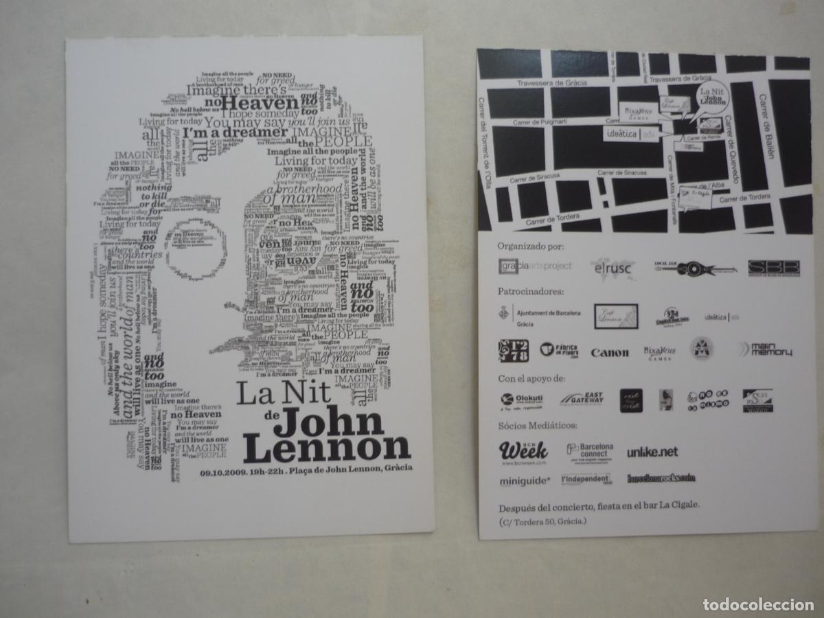 Postales: publicidad la nit de john lennon en pla&ccedil;a john lenno barcelona 2009 - the beatles
