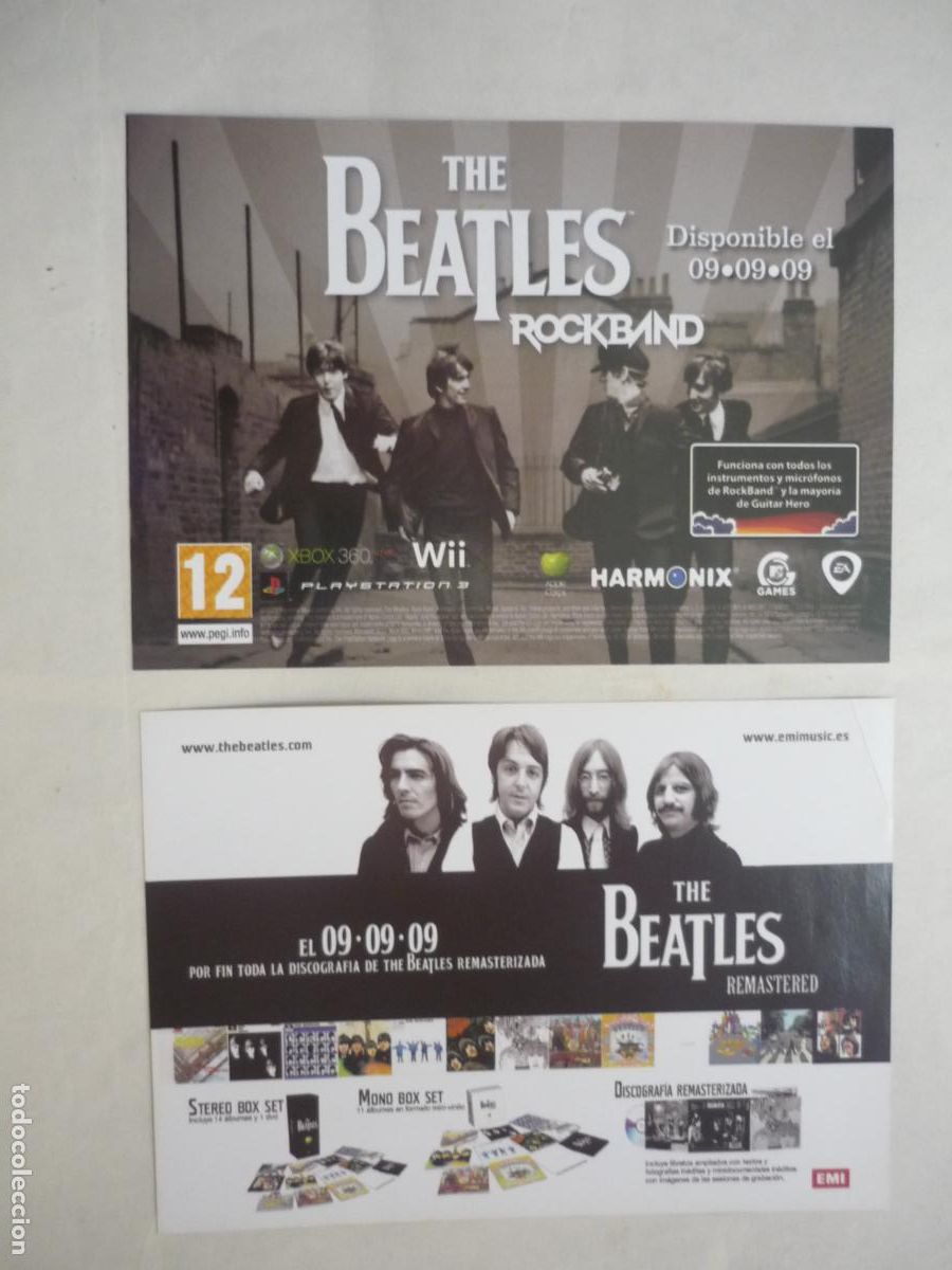 Postales: the beatles rockband - publicidad discografia remasterizada 2009 - the beatles