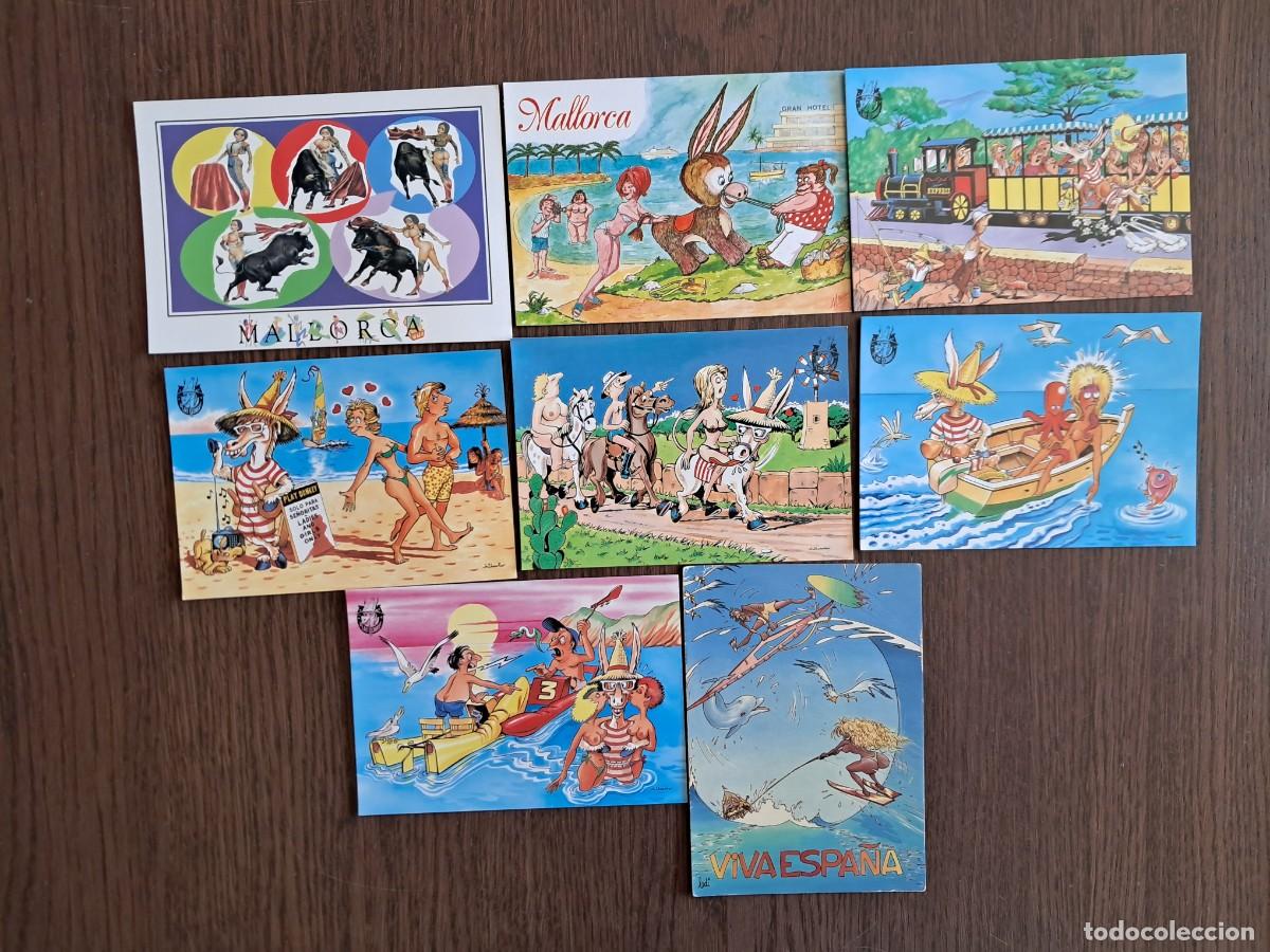 Postales: lote de 8 postales de dibujos, play donkey ...