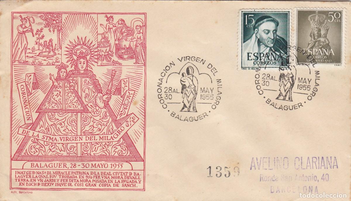 Postales: MATASELLOS CORONACI&Oacute;N VIRGEN DEL MILAGRO - BALAGUER - 1955