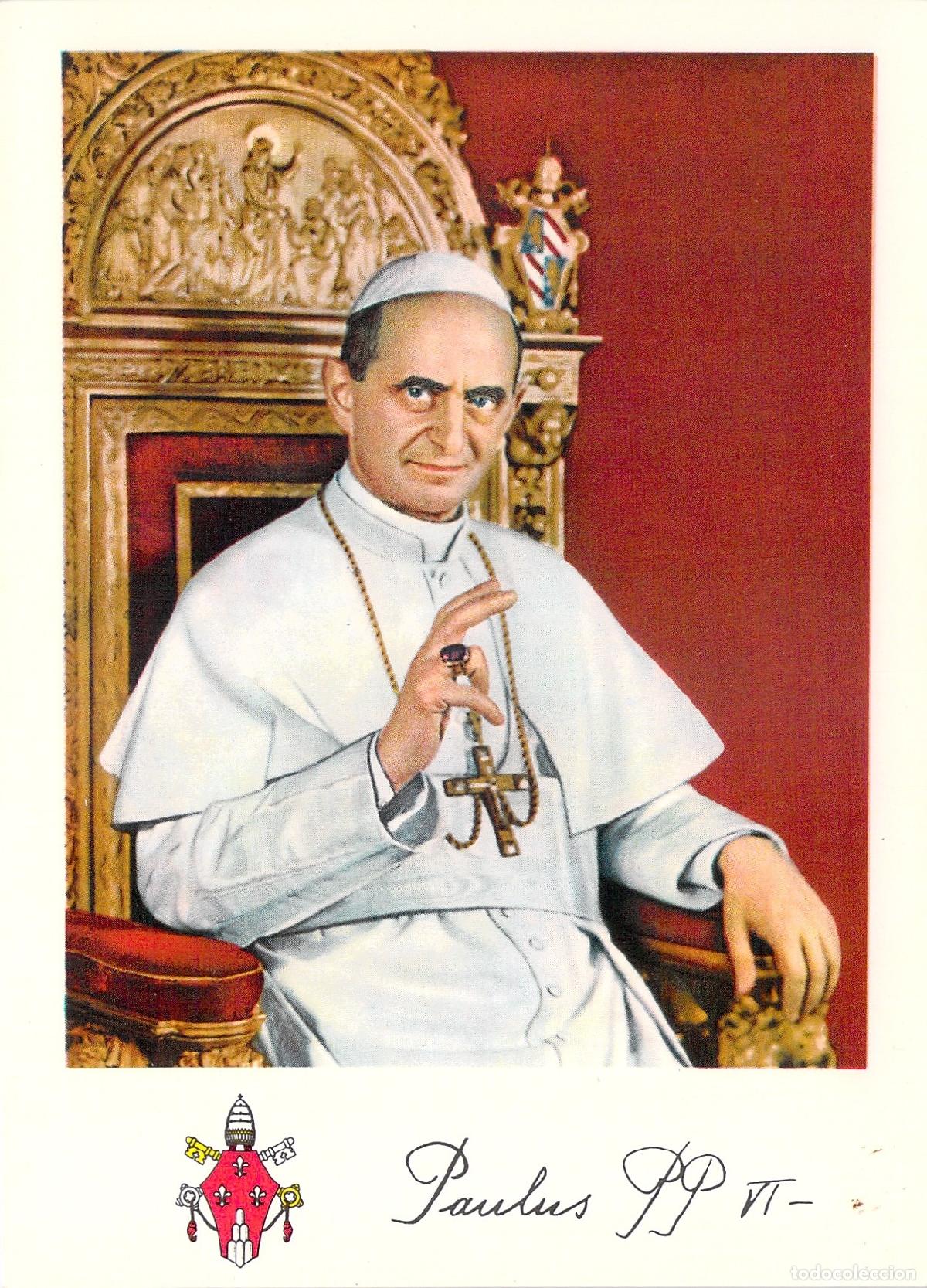 Postales: Postal del Papa Pablo VI con Escudo de Armas Papal