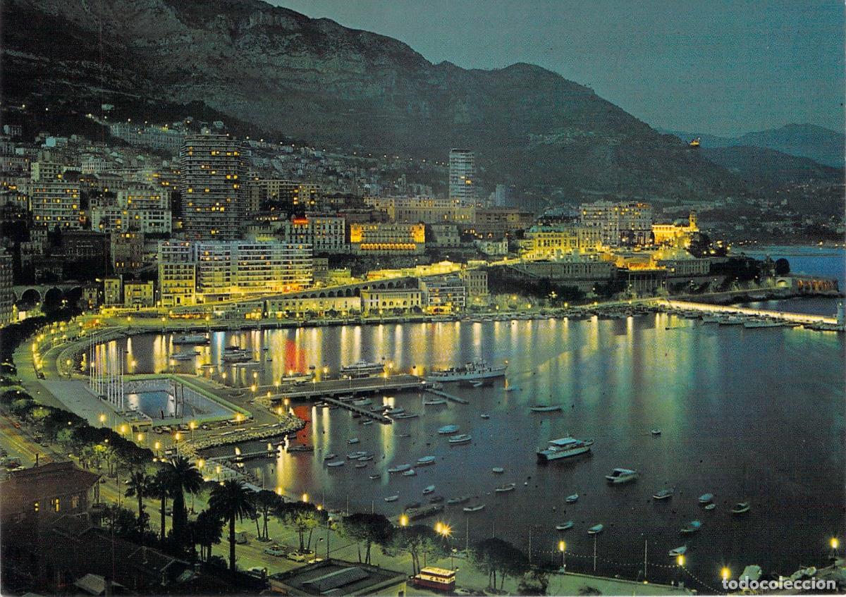 Cartes Postales: Postal Vista Nocturna del Puerto de Monte Carlo M&oacute;naco
