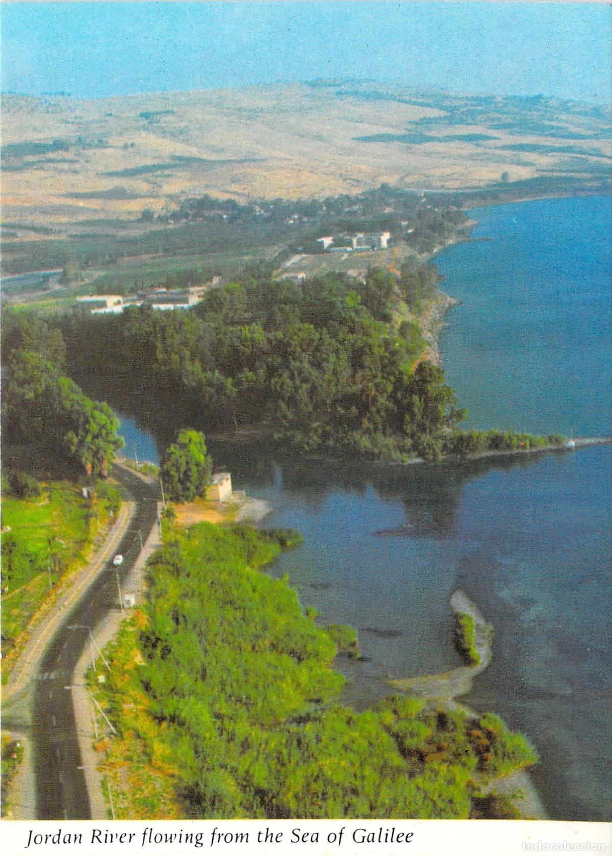 Cartes Postales: Postal del R&iacute;o Jord&aacute;n fluyendo desde el Mar de Galilea Vista A&eacute;rea