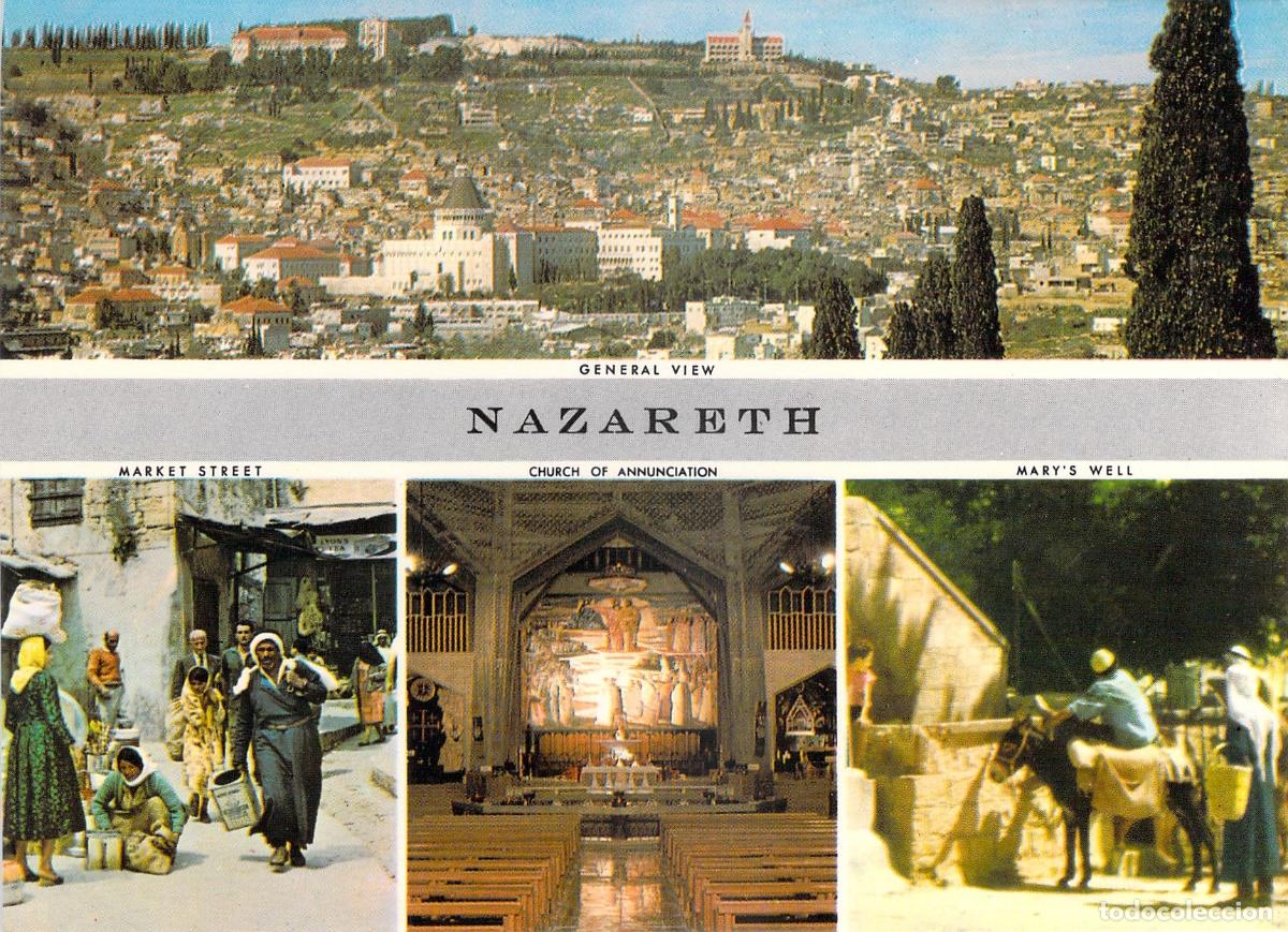 Cartes Postales: Postal de Nazaret con Vistas de la Iglesia y Pozo de Mar&iacute;a