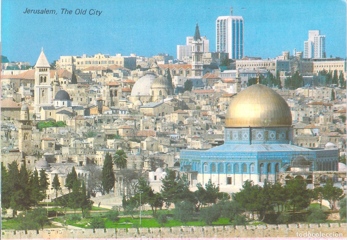 Postcards: Postal de Jerusal&eacute;n y la C&uacute;pula de la Roca desde el Monte de los Olivos