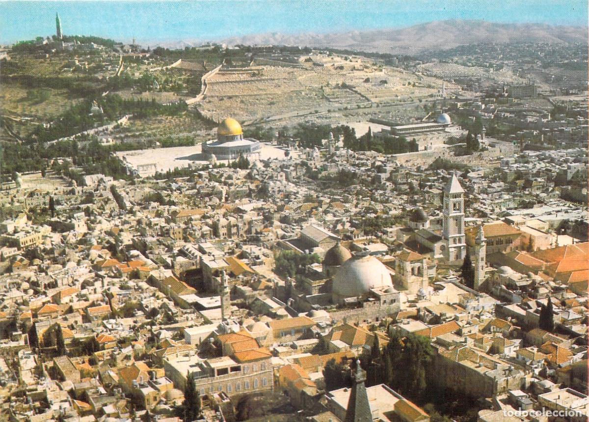 Postales: Postal de Jerusal&eacute;n con Vista A&eacute;rea y la C&uacute;pula de la Roca