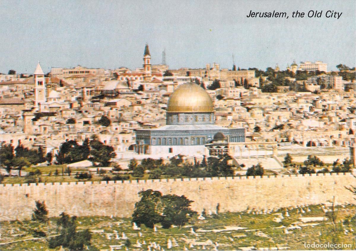 Postales: Postal de Jerusal&eacute;n y C&uacute;pula de la Roca desde el Monte de los Olivos