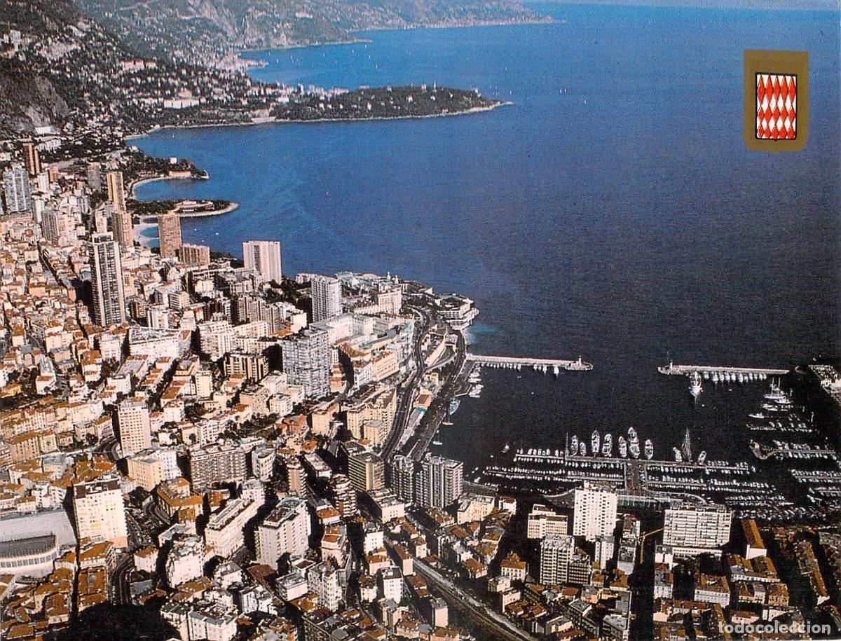 Postcards: Postal de M&oacute;naco con Vista A&eacute;rea de Montecarlo y el Puerto