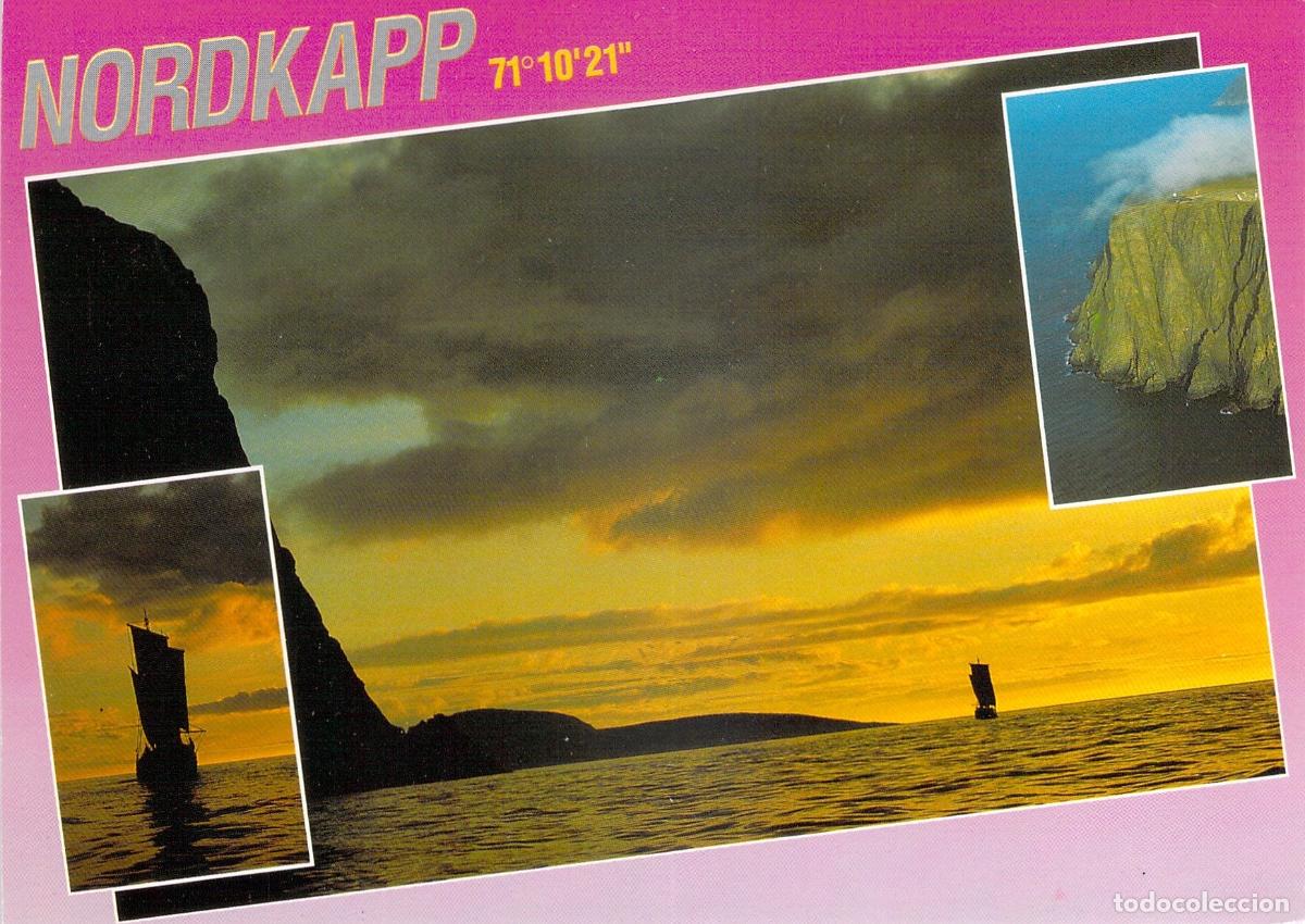 Cartoline: Postal de Nordkapp Cabo Norte Noruega Atardecer