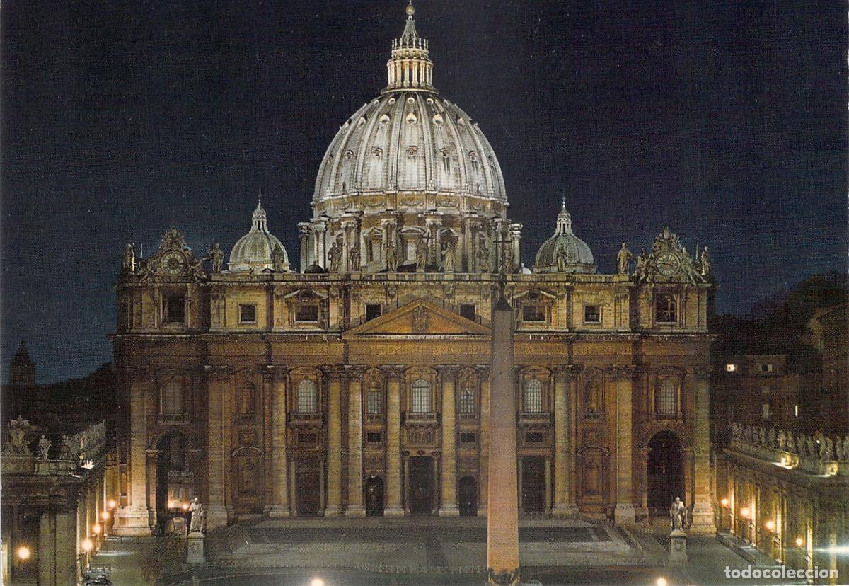 Postais: Postal de la Bas&iacute;lica de San Pedro de Noche, Ciudad del Vaticano