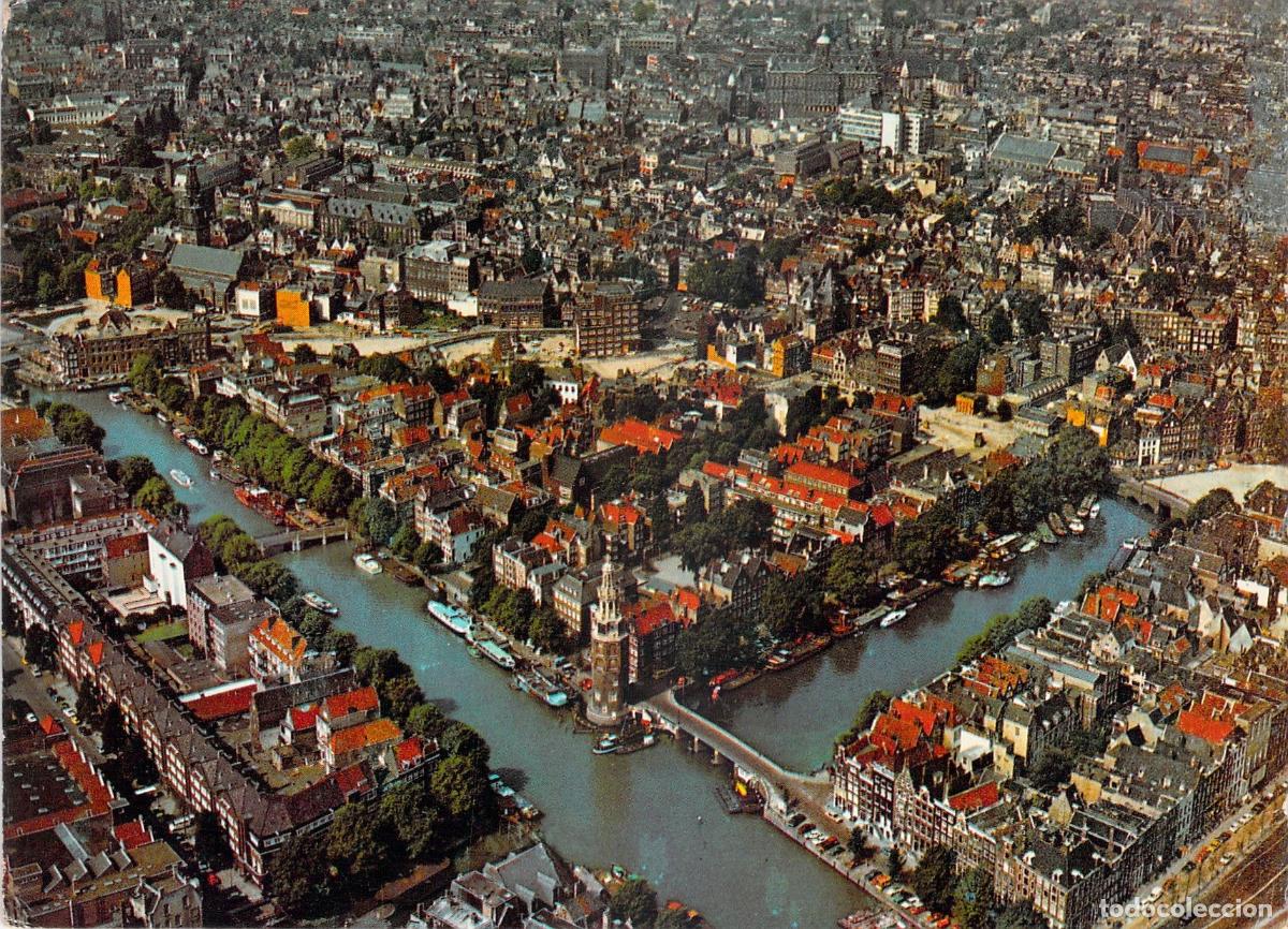 Postales: Postal de Vista A&eacute;rea del Centro de &Aacute;msterdam y sus Canales
