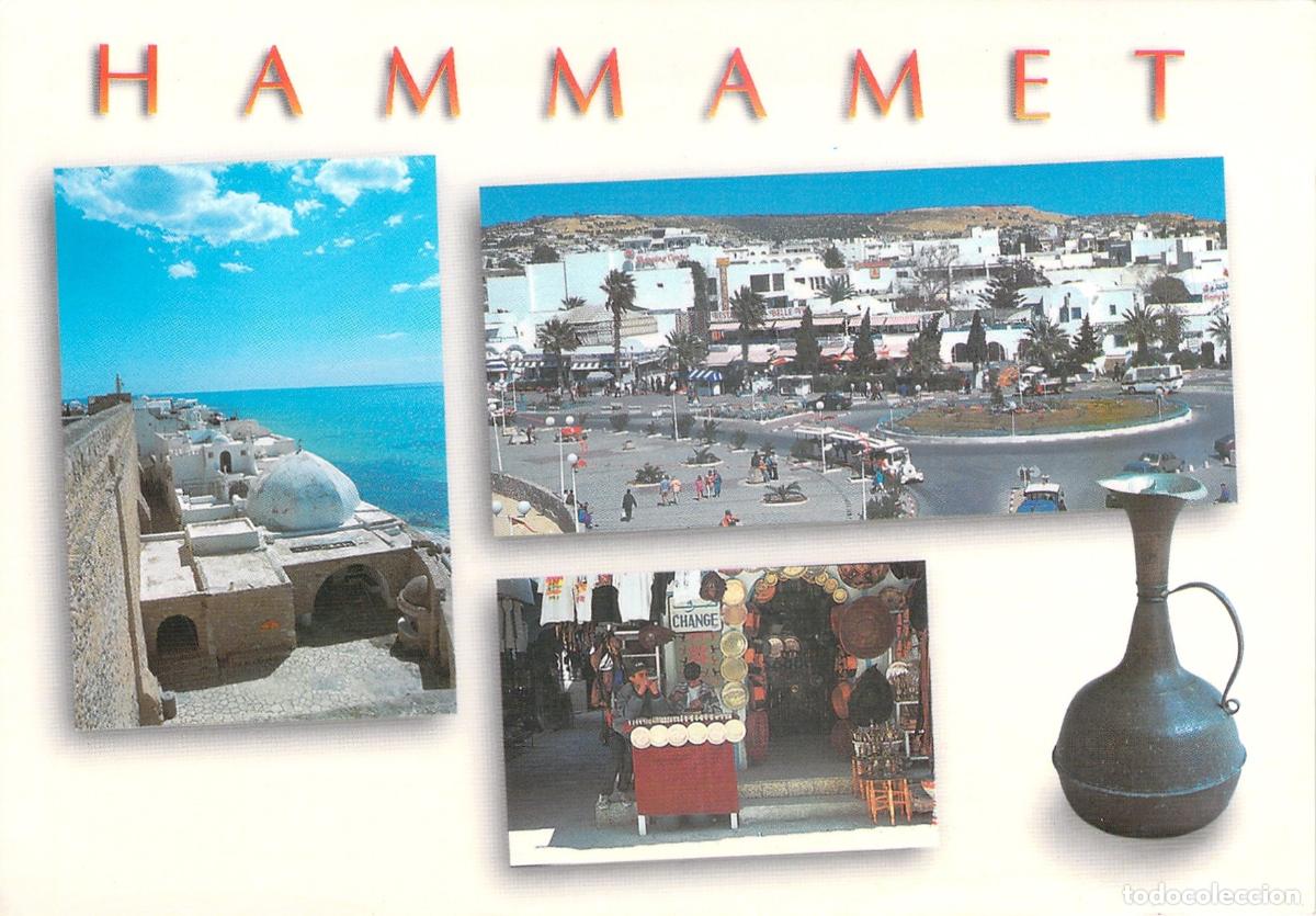Cartoline: Postal Tur&iacute;stica de Hammamet, T&uacute;nez - Vistas del Mar y Mercadillo