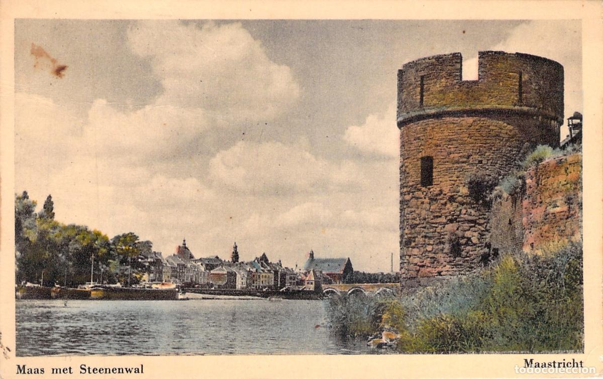 Postales: Postal de Maastricht con Vista al R&iacute;o Mosa y la Torre de Piedra