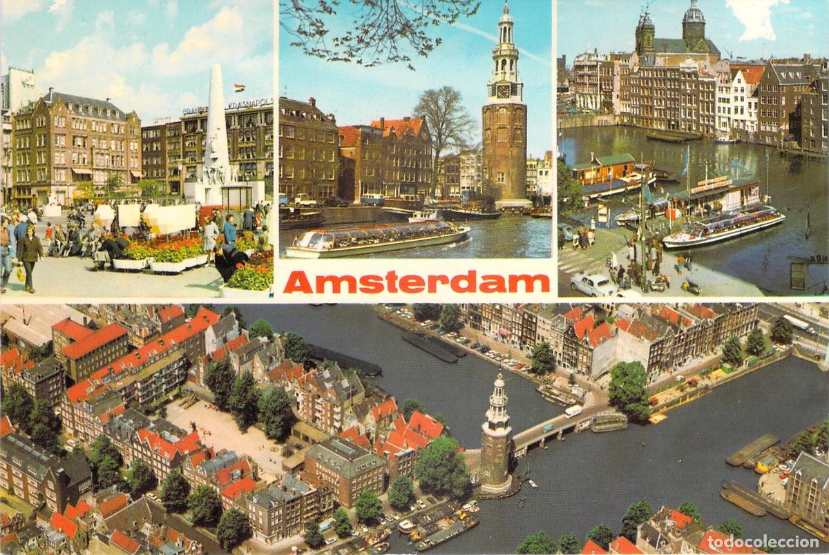 Postales: Postal de Vistas M&uacute;ltiples de &Aacute;msterdam con Canales y Plaza Dam