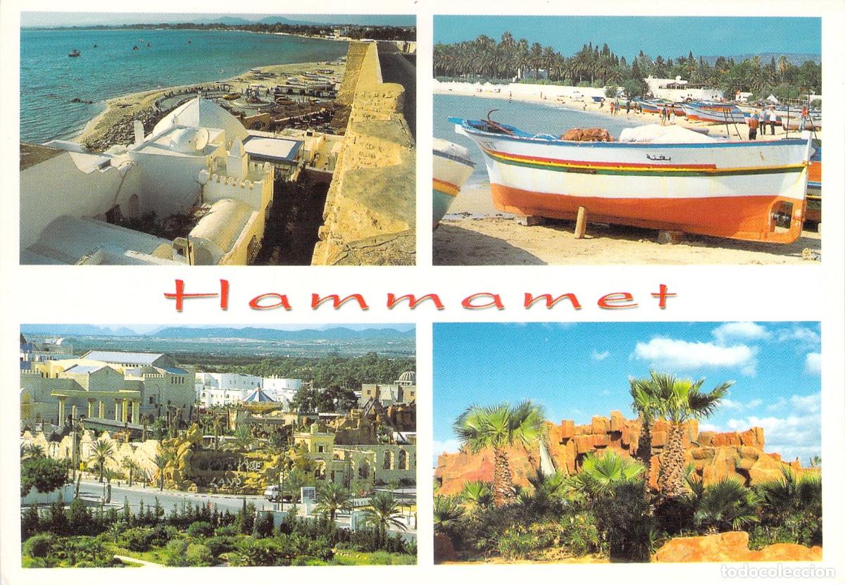 Postcards: Postal Multivista de Hammamet T&uacute;nez Playa y Monumentos