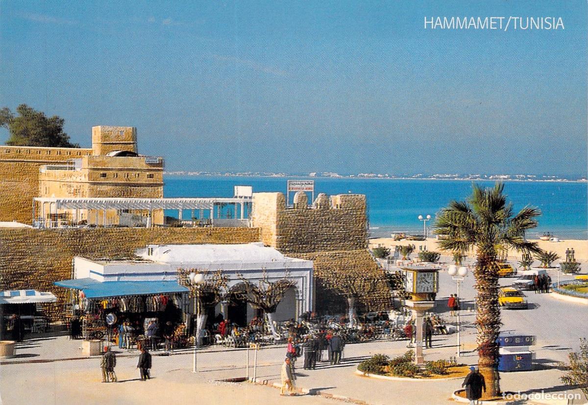 Postais: Postal de Hammamet T&uacute;nez con Vista de la Kasbah y Playa