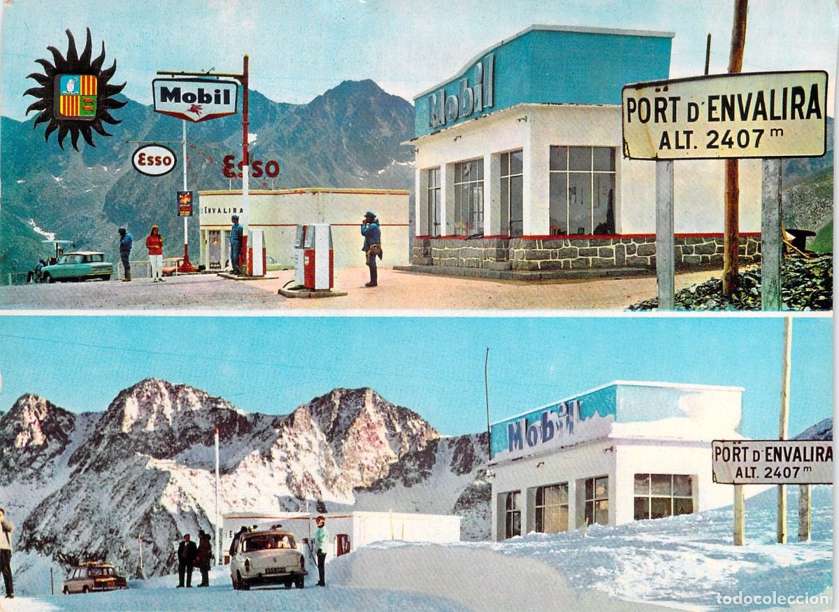 Postais: Postal Port d'Envalira Andorra Gasolinera Mobil Verano e Invierno