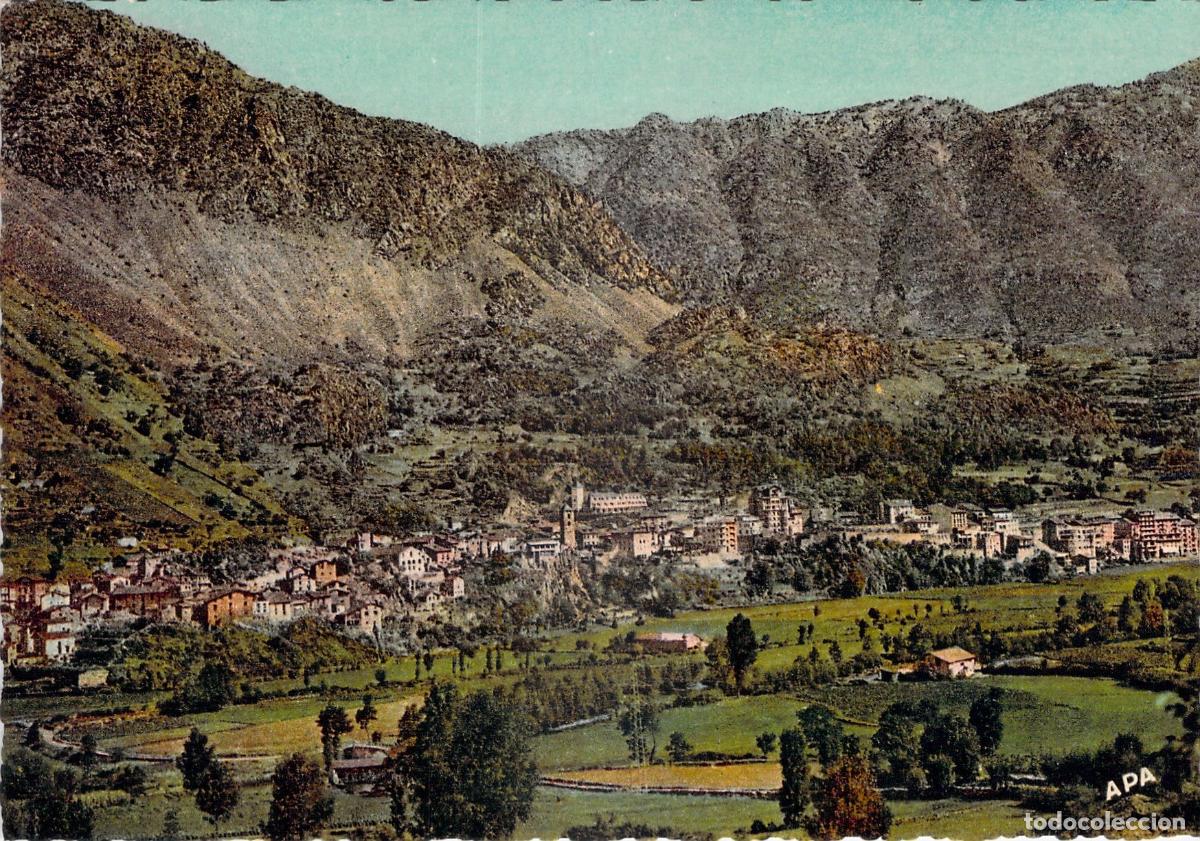 Cartoline: Postal de la Vista General de Andorra la Vella en los Pirineos