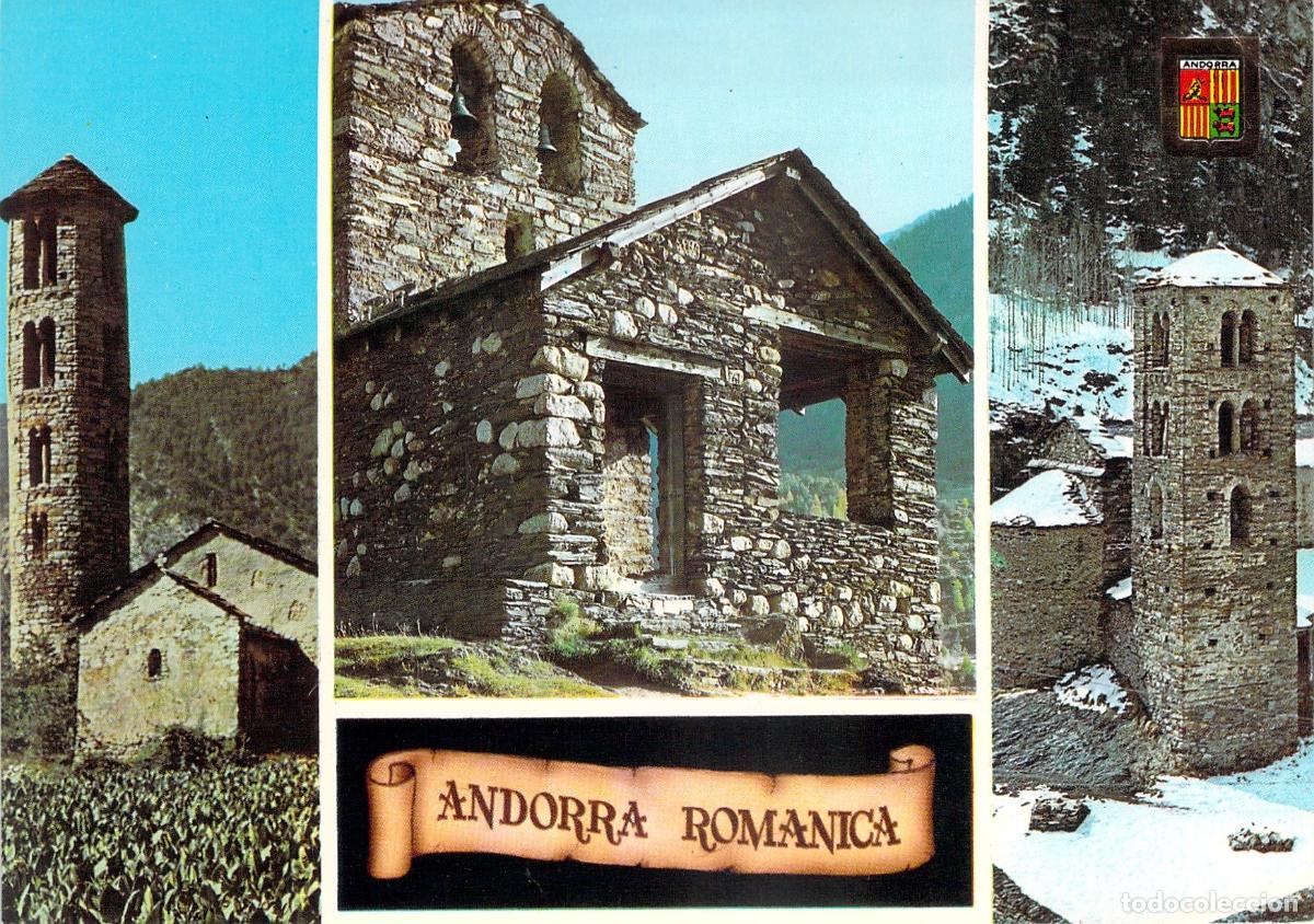 Postales: Postal de Andorra Rom&aacute;nica con Vistas de Iglesias Rom&aacute;nicas
