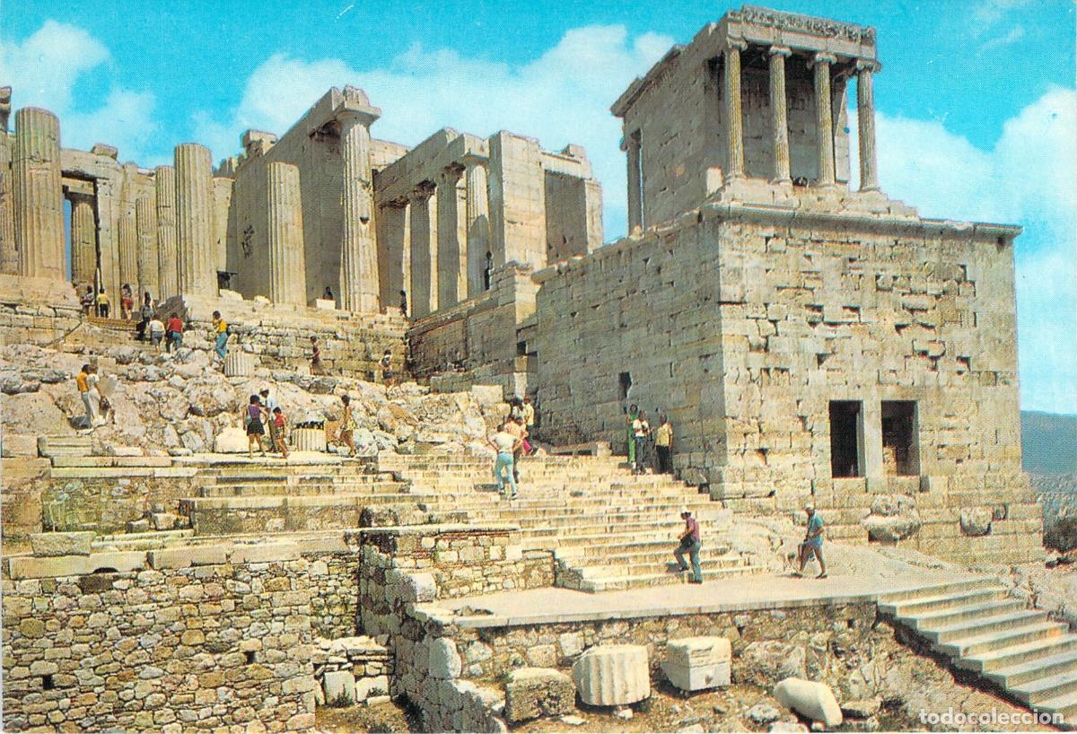 Cartes Postales: Postal de Atenas: Templo de Atenea Nik&eacute; y Propileos de la Acr&oacute;polis