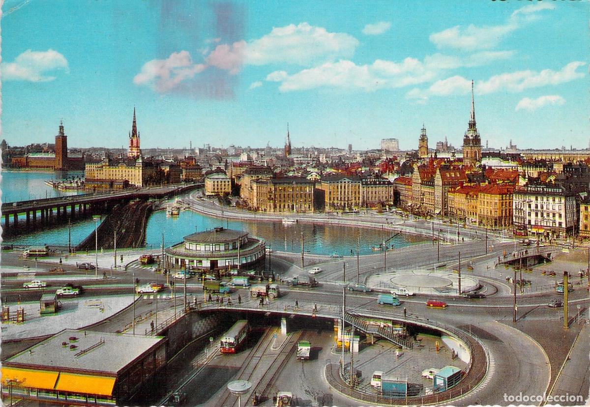 Cartes Postales: Postal de Estocolmo, Vista de Slussen desde el Ascensor Katarina, Suecia