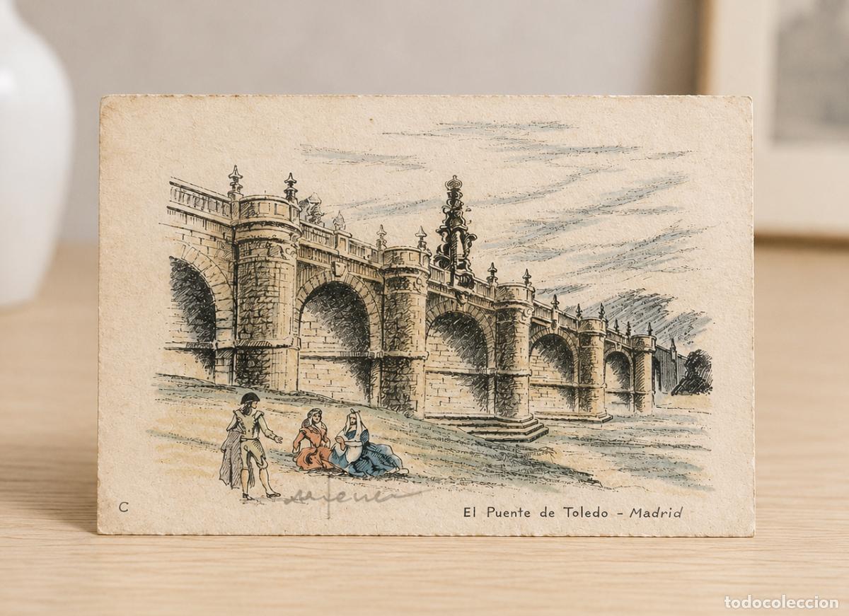 Cartes Postales: Antigua tarjeta felicitaci&oacute;n, con ilustraci&oacute;n del Puente de Toledo