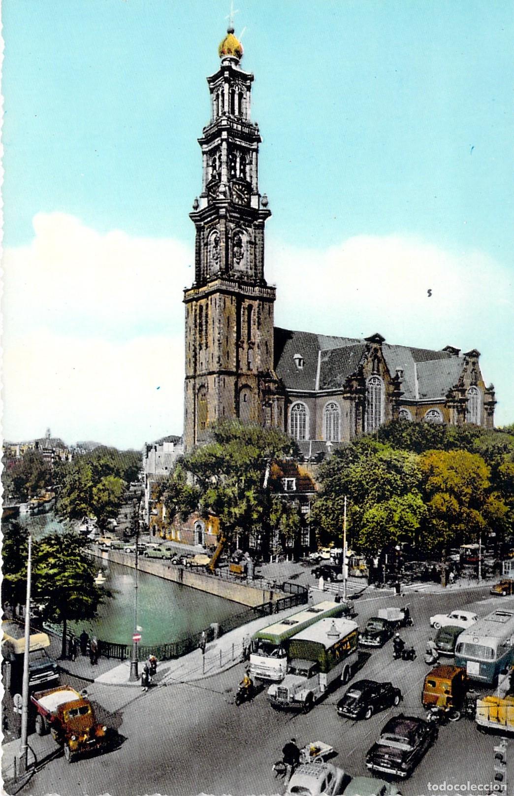 Postales: Postal de la Torre Westertoren y Canal en &Aacute;msterdam - Foto 1