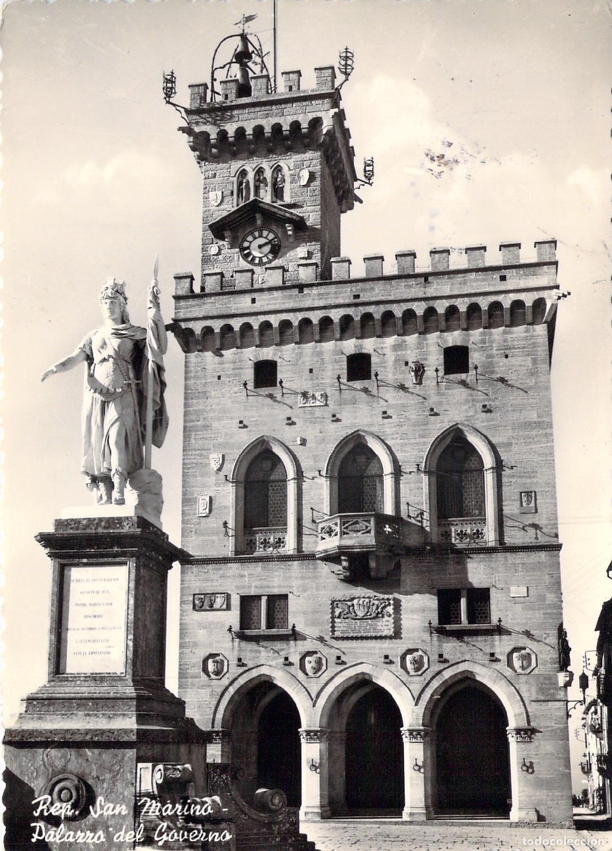 Postales: Postal de San Marino Palacio del Gobierno con Sellos Ol&iacute;mpicos