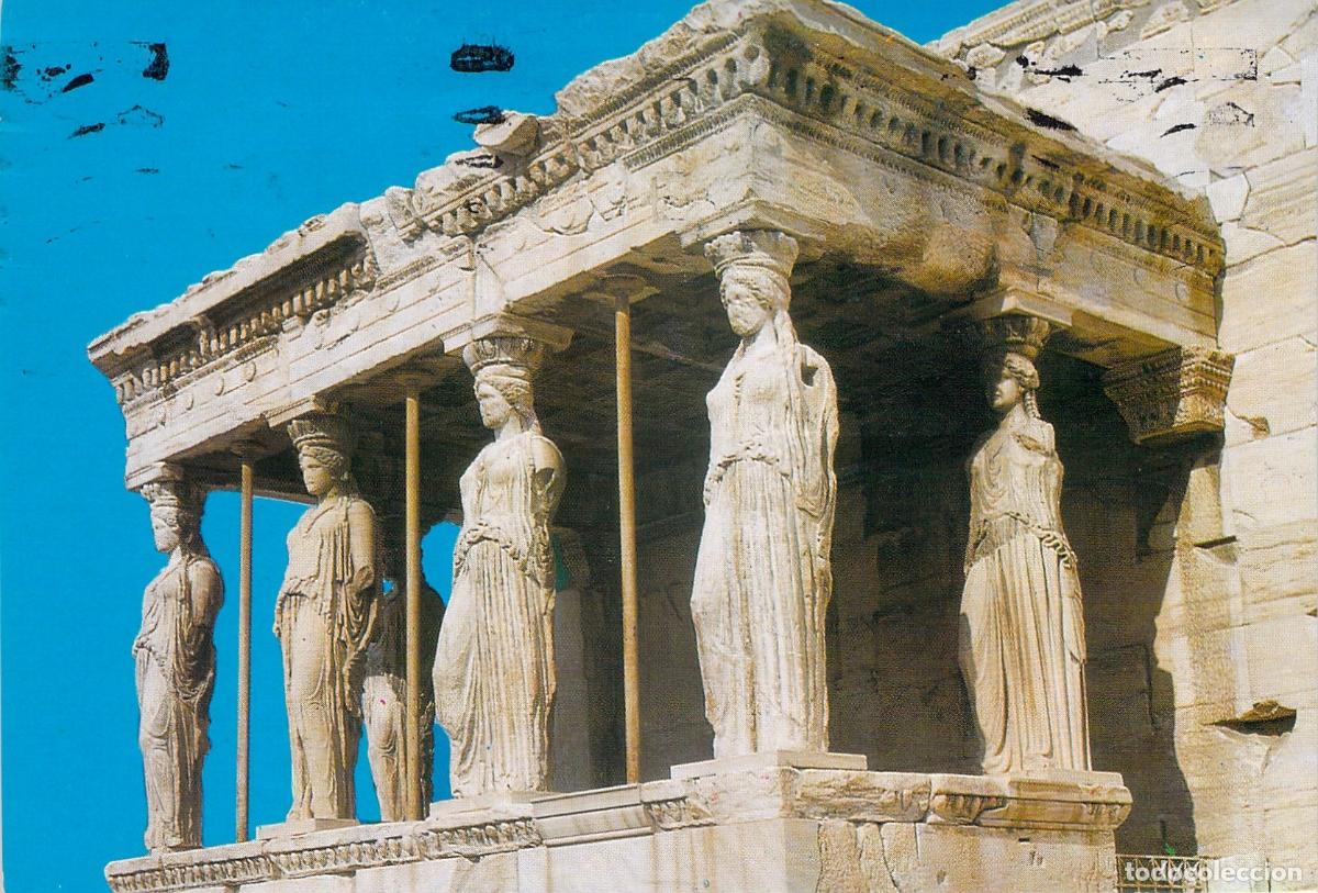 Postales: Postal del P&oacute;rtico de las Cari&aacute;tides, Erectei&oacute;n, Atenas
