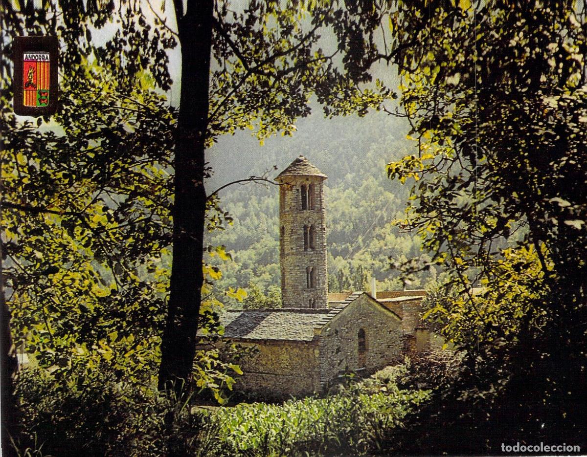 Cartes Postales: Postal Iglesia Rom&aacute;nica de Santa Coloma Valls d'Andorra Escudo de Oro