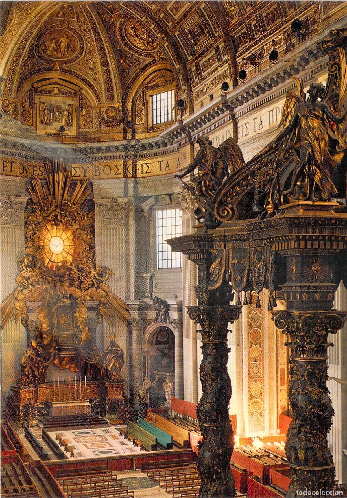 Postais: Postal de la Bas&iacute;lica de San Pedro y Gloria de Bernini, Ciudad del Vaticano