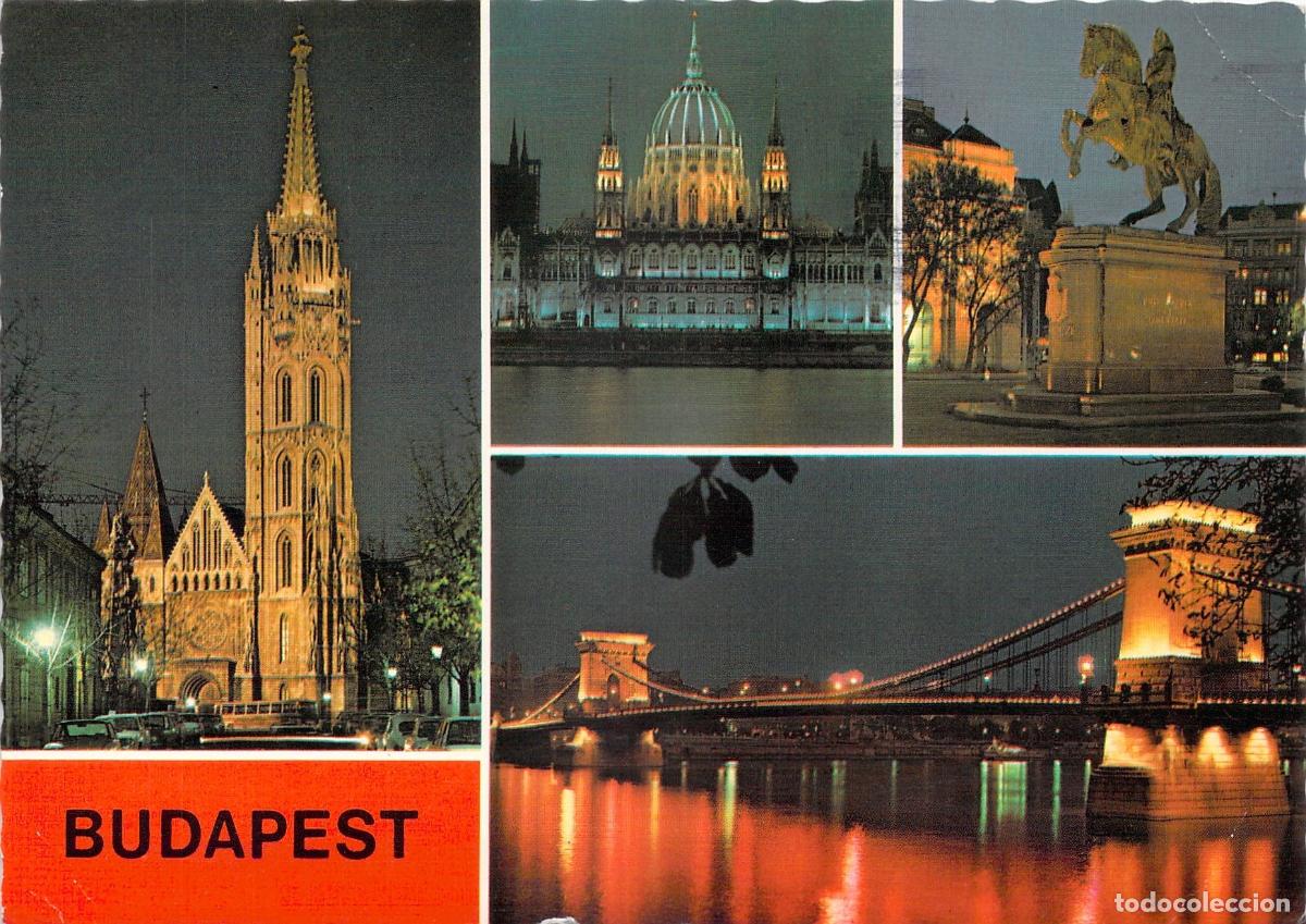 Cartes Postales: Postal Multivista de Budapest con Parlamento y Puente de las Cadenas
