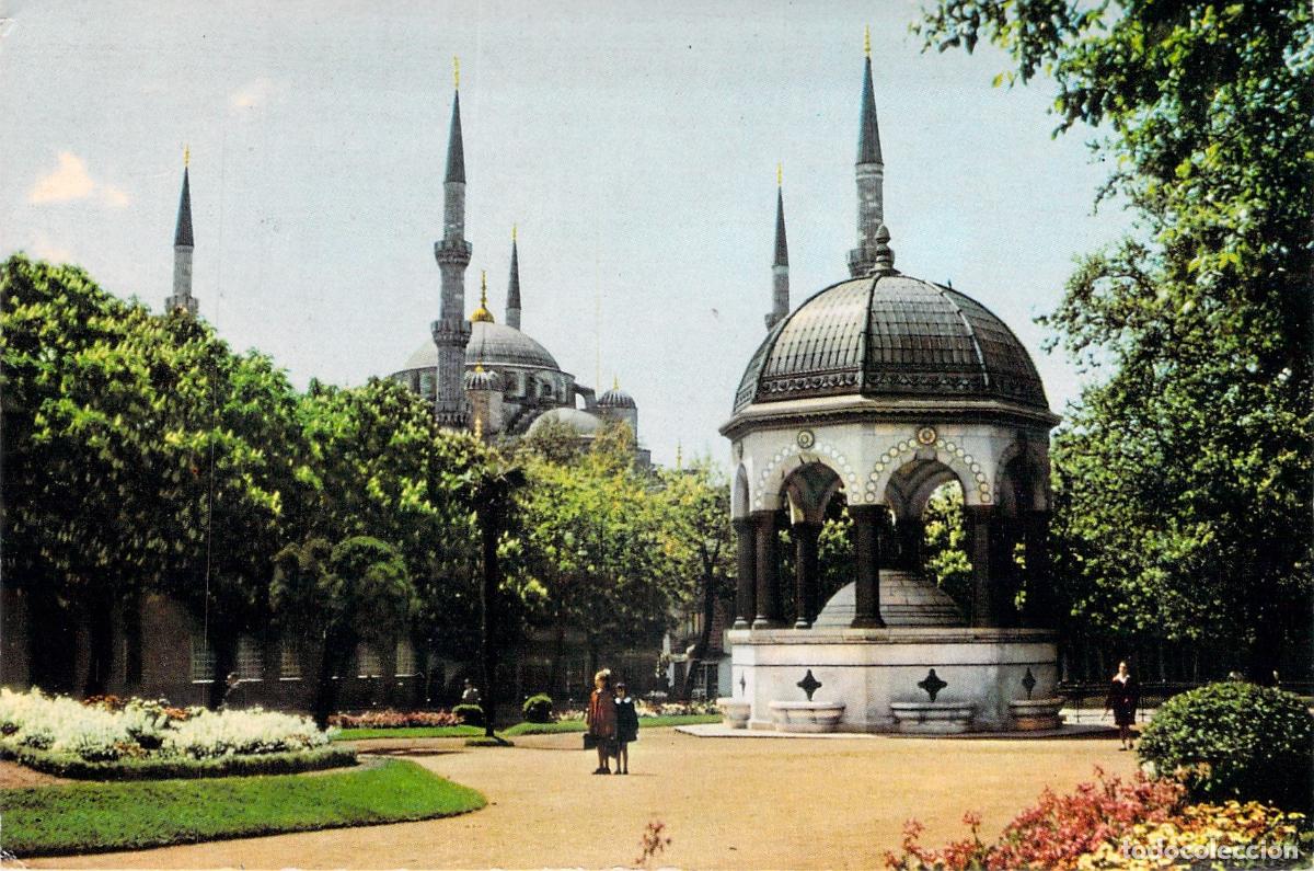 Postales: Postal de Estambul con Fuente Alemana y Mezquita Azul