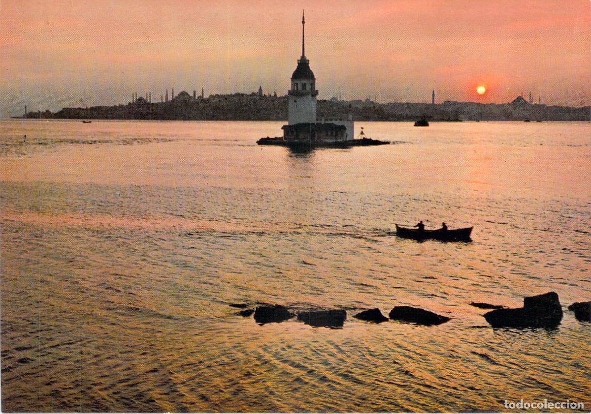 Postales: Postal Atardecer en Estambul y Torre de Leandro Turqu&iacute;a