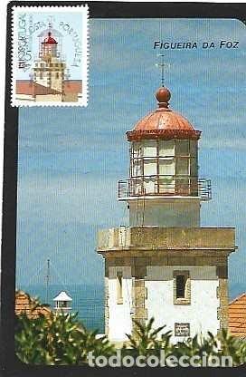 Postales: Portugal y M&aacute;xima, Faros de la Costa Portuguesa, Figueira da Foz, Faro de Cabo Mondego 1987 (8872)