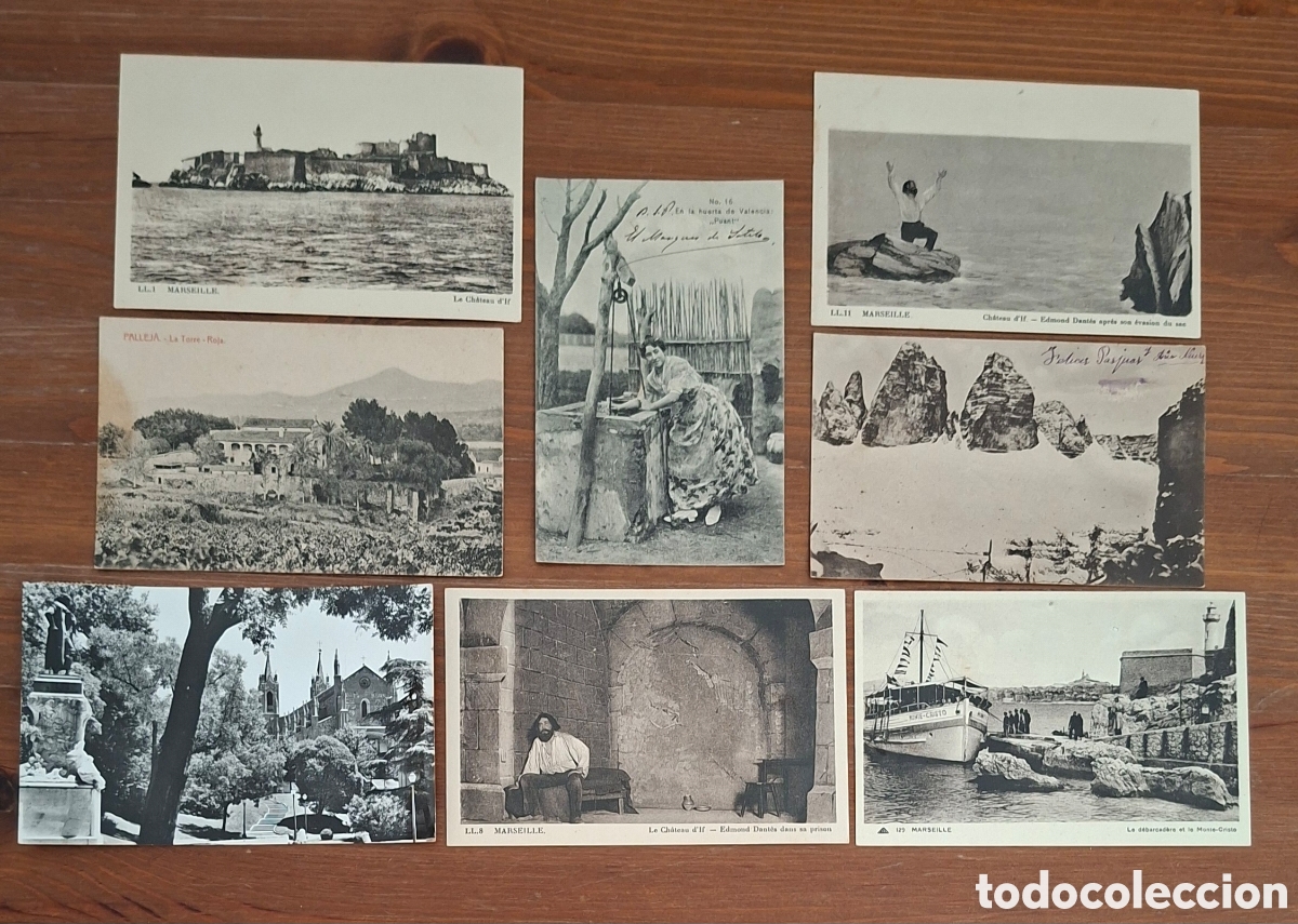 Postales: Lote 8 postales antiguas manuscritas y Marseille &ndash; Ch&acirc;teau d&rsquo;If, Montecristo
