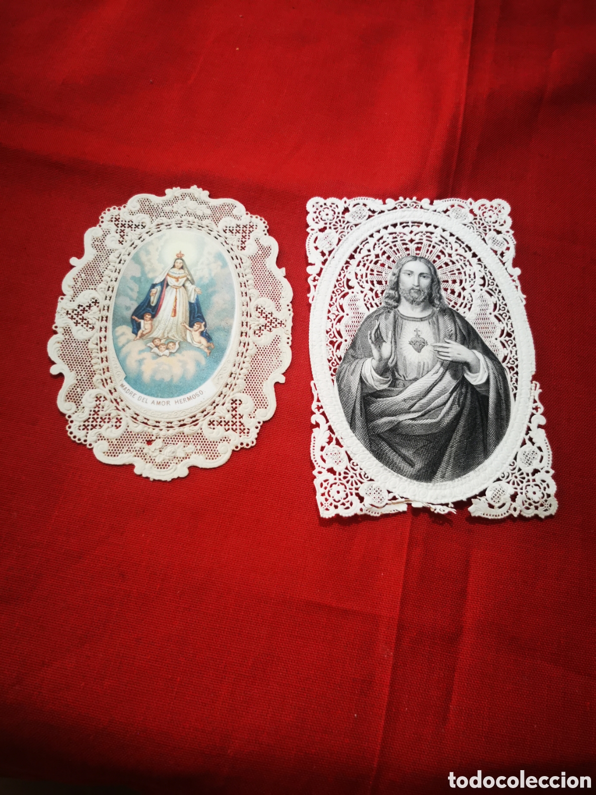 Postcards: Pareja de estampas puntilla mitad siglo XIX