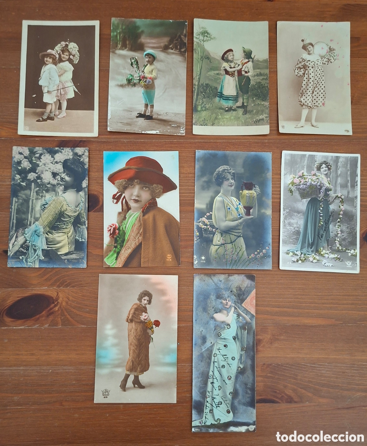 Postales: Lote 10 postales, retratos femeninos y figuras c.1900&ndash;1920