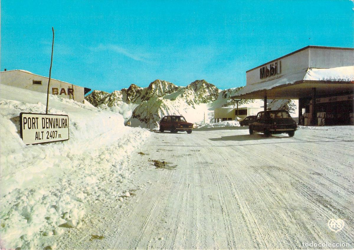 Postcards: Postal de Andorra, Port d'Envalira Nevado y Gasolinera Mobil