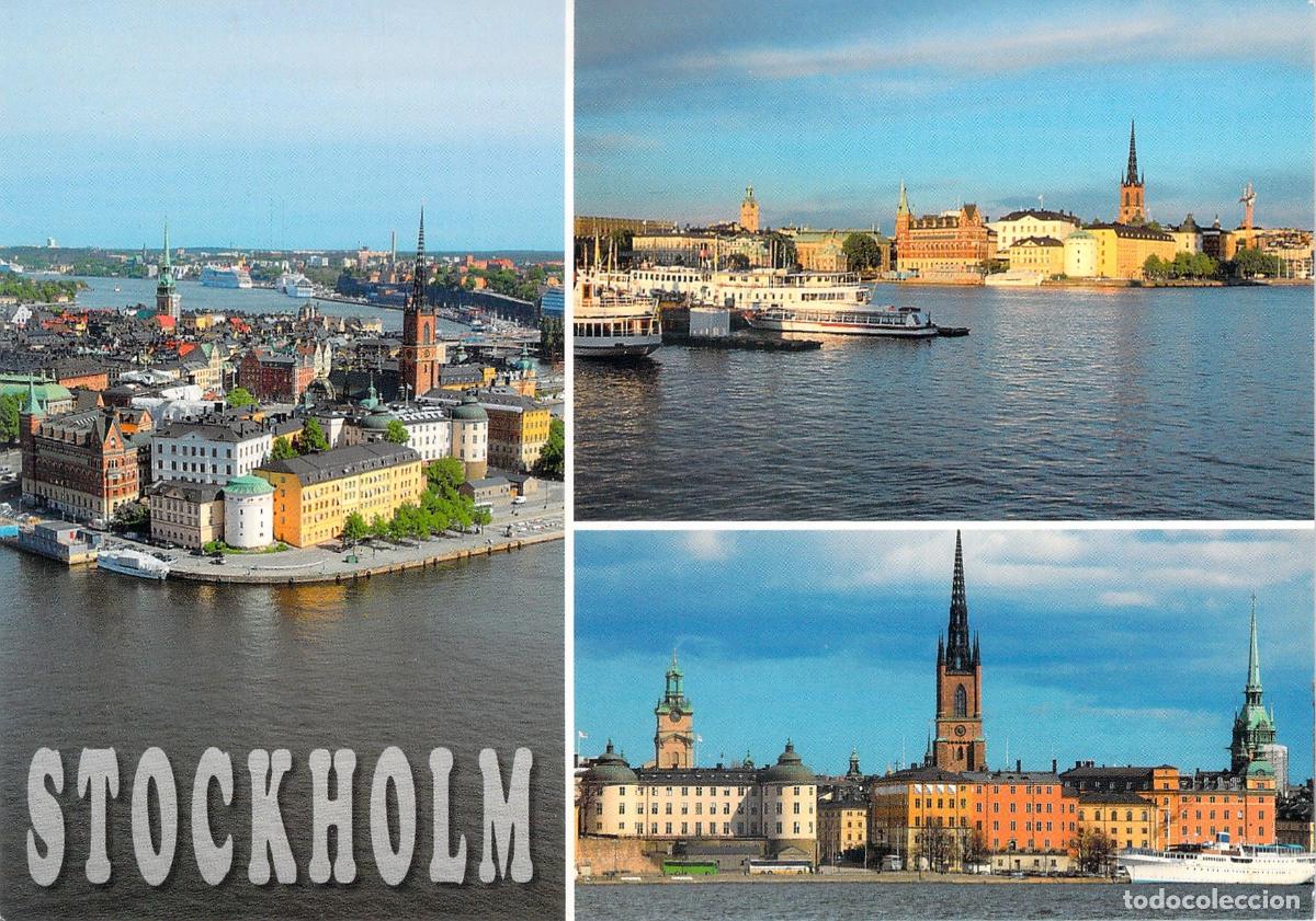 Postcards: Postal Tur&iacute;stica de Estocolmo, Suecia - Vistas de la Ciudad y Puerto