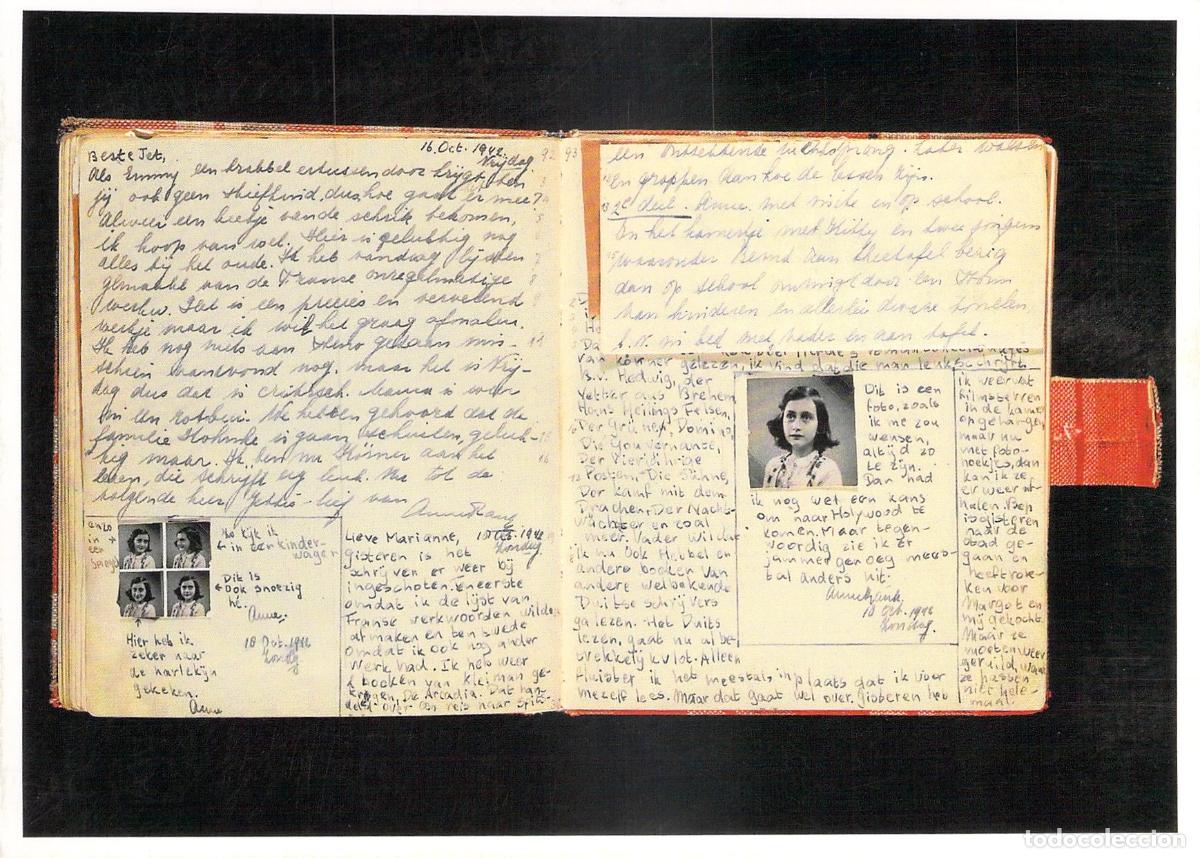 Postais: Postal de la Casa de Ana Frank P&aacute;gina del Diario Amsterdam Holanda