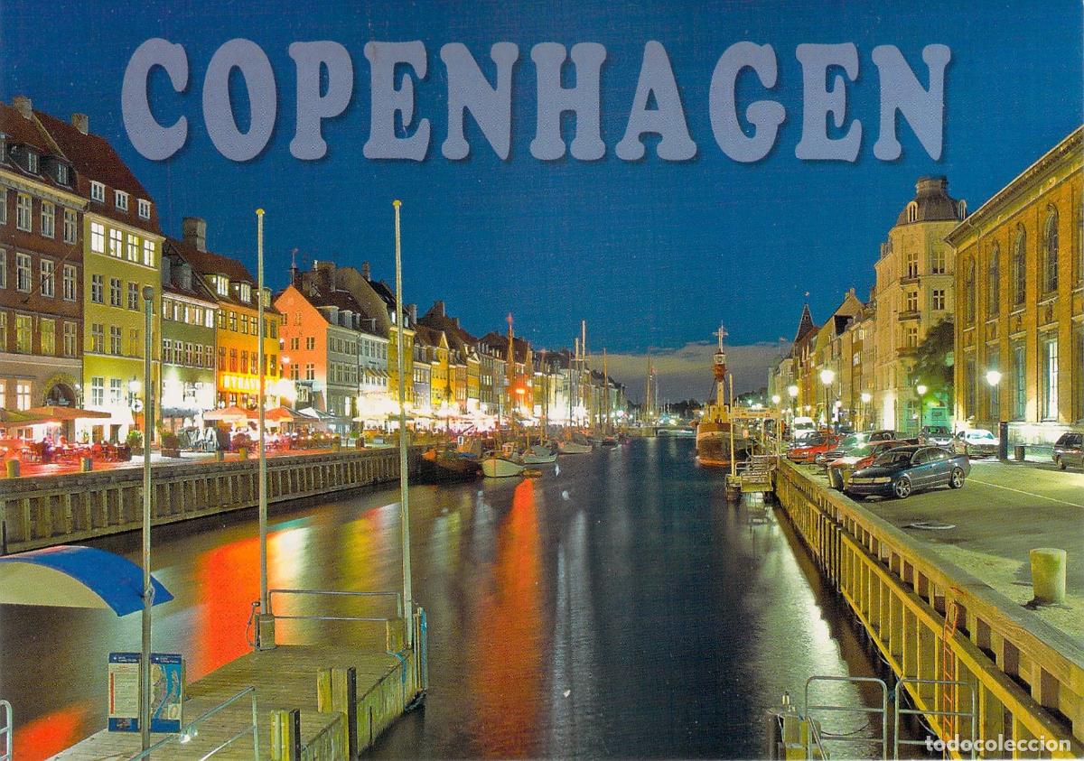 Postais: Postal de Copenhague Nyhavn de Noche Canal y Barcos