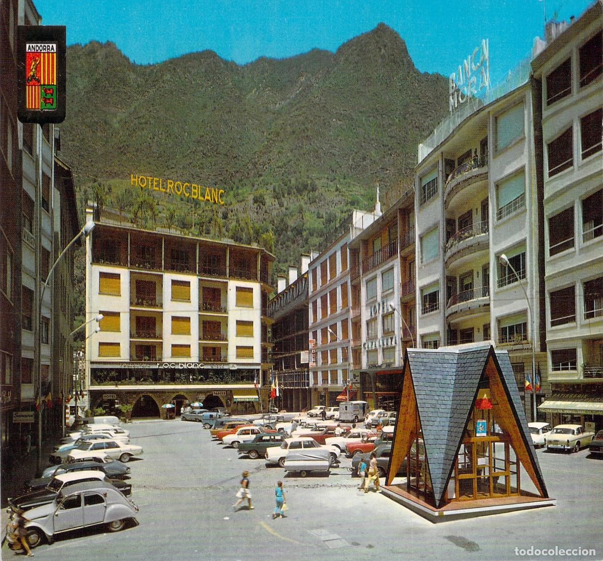 Postais: Postal de la Plaza de los Copr&iacute;ncipes en Les Escaldes, Andorra