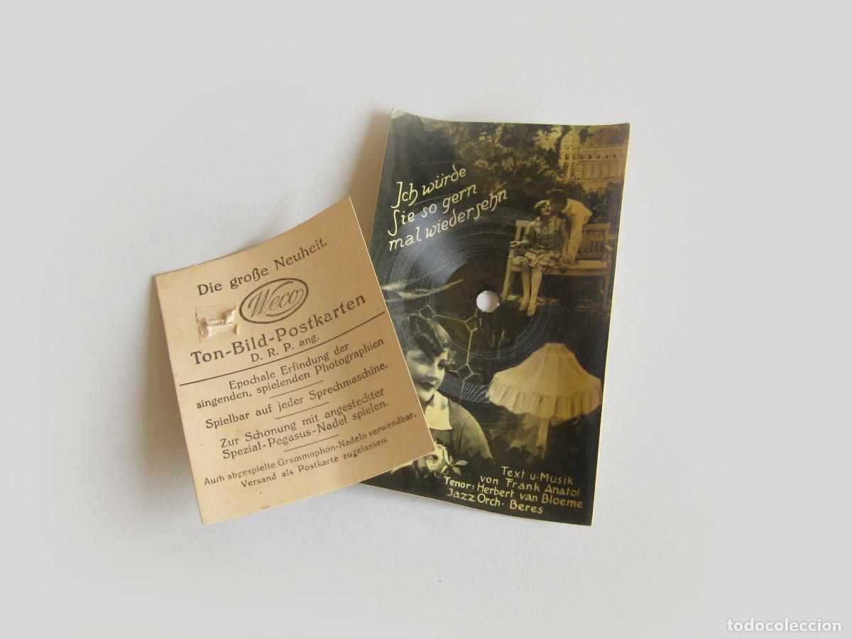 Cartoline: ANTIGUA TARJETA POSTAL MUSICAL CON DISCO DE GRAM&Oacute;FONO. WECO TON-BILD-POSTKARTE.