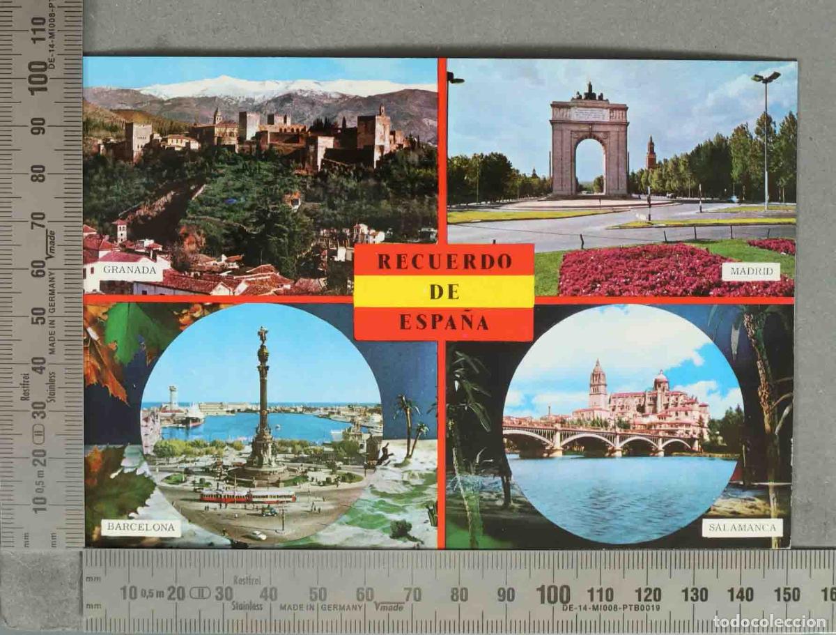 Postales: POSTAL. Recuerdo de Espa&ntilde;a - Salamanca, Barcelona, Madrid, Granada
